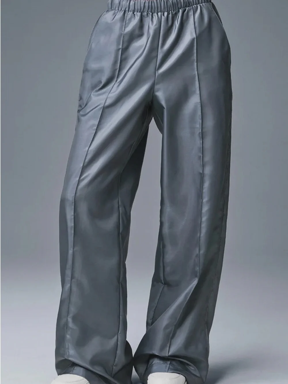 Alo Yoga Afterglow Wide-Leg Track Pants Size Medium in Steel Gray NWT